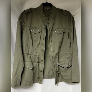 Army Green Jacket with Studs on the front pocket
